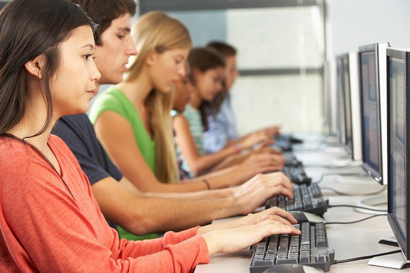 Students working in classroom